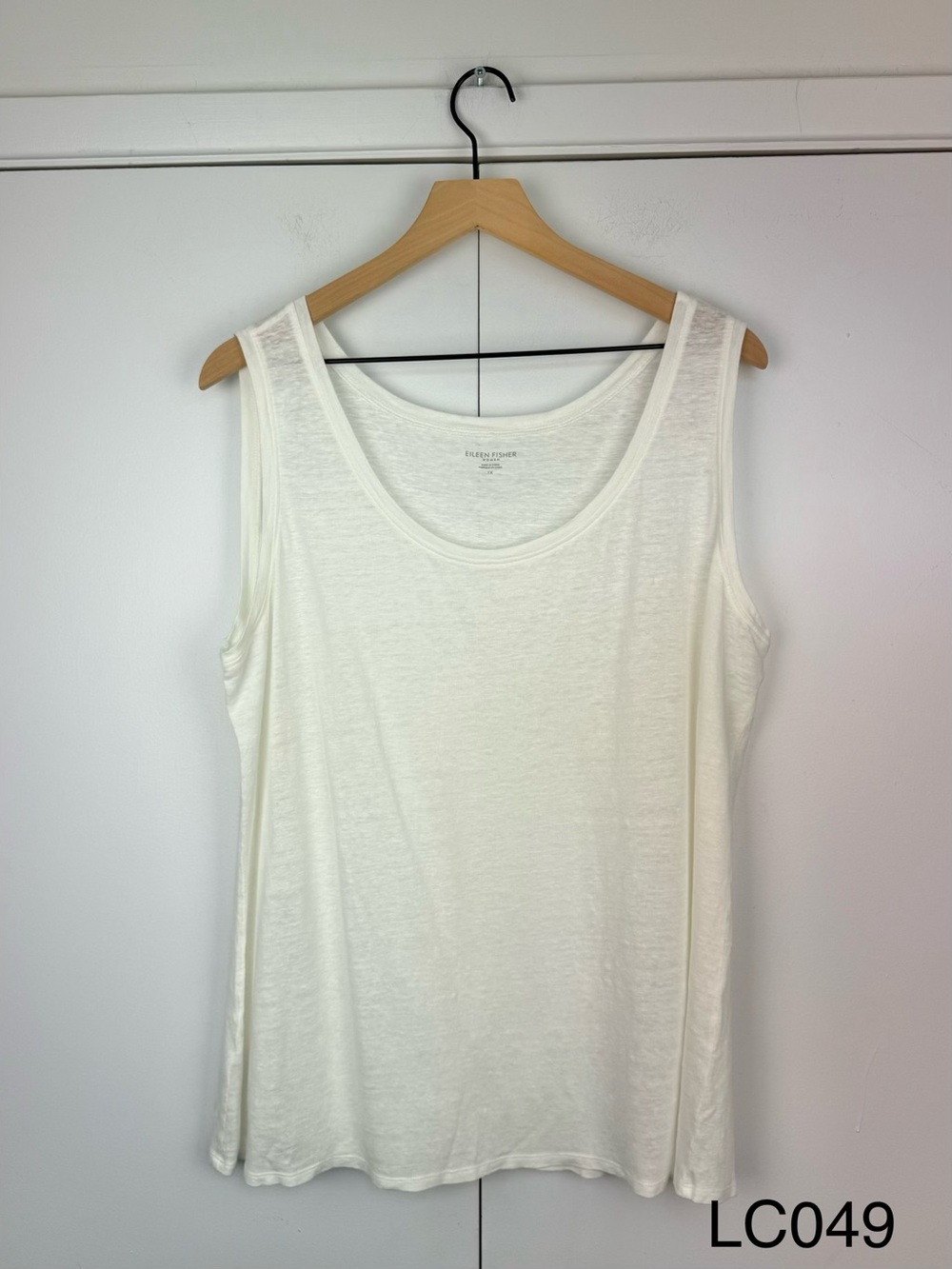 Eileen Fisher Organic Linen Scoop Neck Tank White 1X